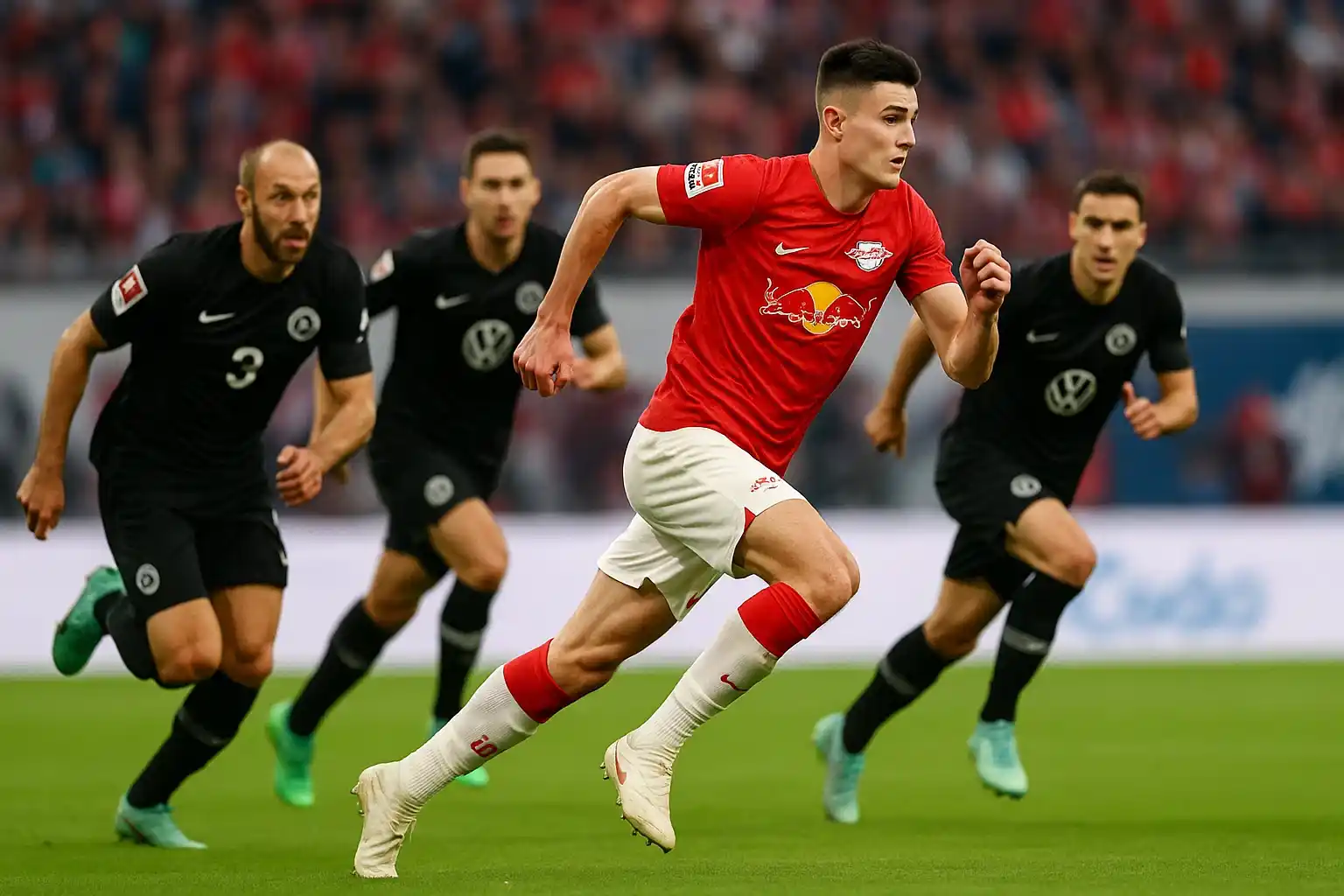 Pha bứt tốc của Sesko trước hàng thủ đối phương